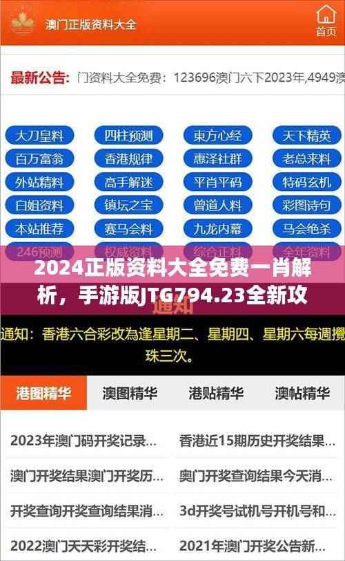 2024正版资料大全免费一肖解析，手游版JTG794.23全新攻略