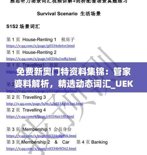 免费新奥门特资料集锦:管家婆料解析,精选动态词汇_UEK211.04版