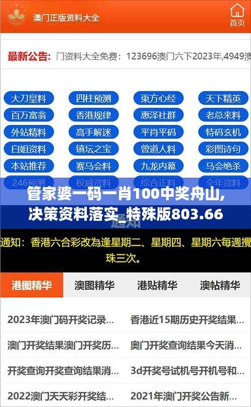 管家婆一码一肖100中奖舟山,决策资料落实_特殊版803.66
