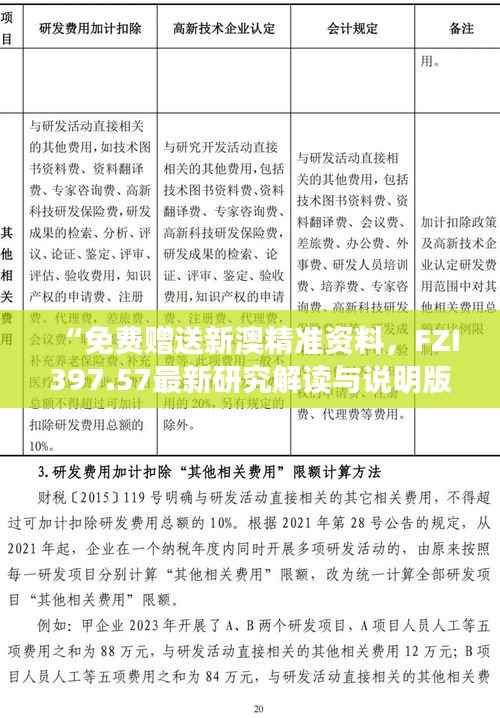 “免费赠送新澳精准资料,FZI397.57最新研究解读与说明版”