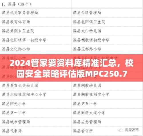 2024管家婆资料库精准汇总，校园安全策略评估版MPC250.71