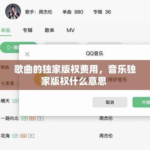 歌曲的独家版权费用，音乐独家版权什么意思 