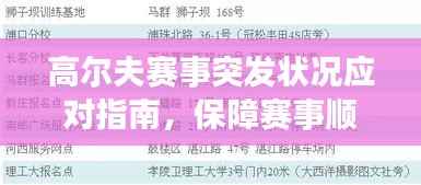 高尔夫赛事突发状况应对指南，保障赛事顺利进行实战经验分享
