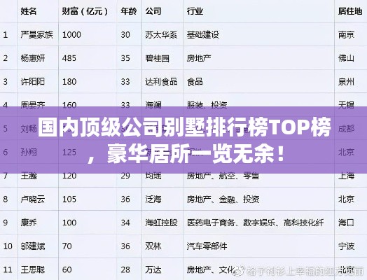国内顶级公司别墅排行榜TOP榜，豪华居所一览无余！